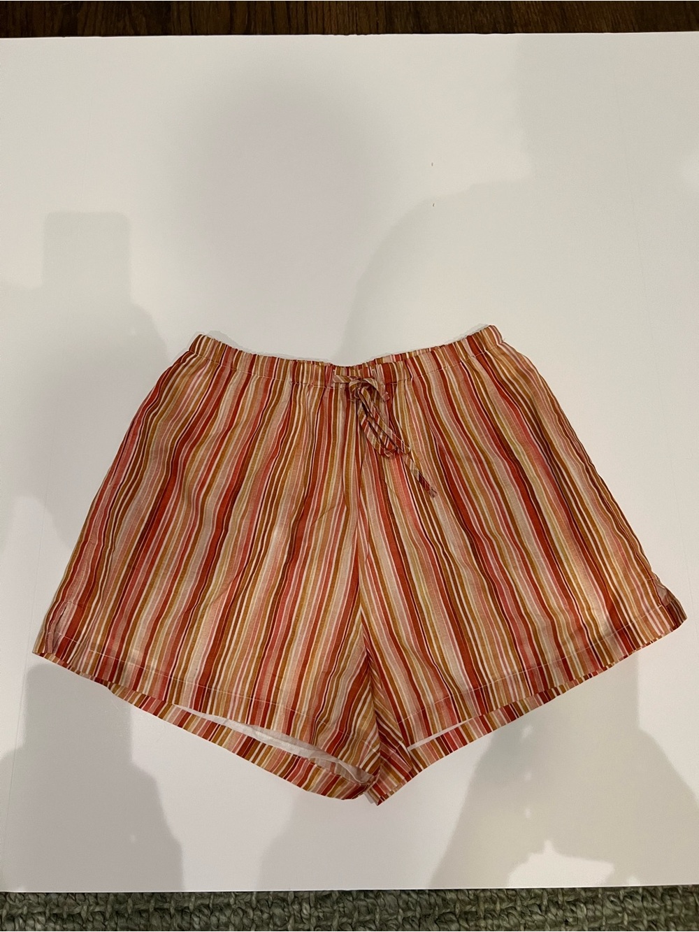 Charlie holiday Striped Red & Tan Women's Drawstring Shorts